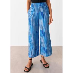 Whistles Blue Stripe Print Cropped Trousers